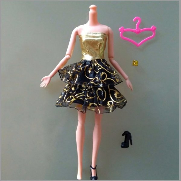 NOVÉ Nádherný set pro panenku Barbie,šaty+boty+náramek+ram.