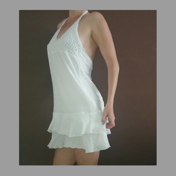 Bílé letní dámské šaty s volanky řasené vel S jako nové