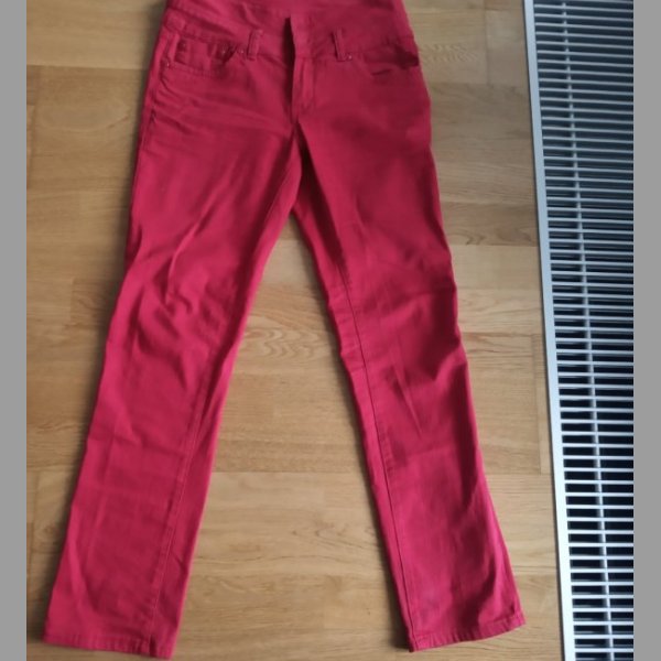 Dámské červené plátěné kalhoty,vel. M-L/42