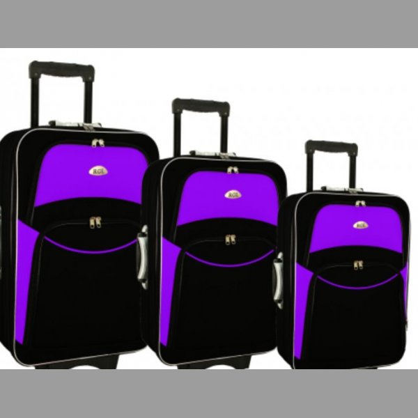 Cestovní kufry,sada 3 kusů,černo fialové