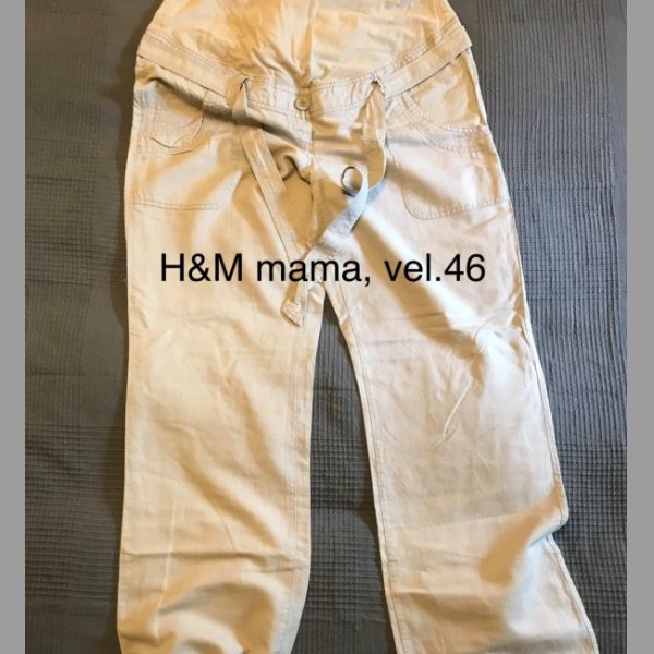 Lněné těhotenské kalhoty H&M MAMA, vel.46