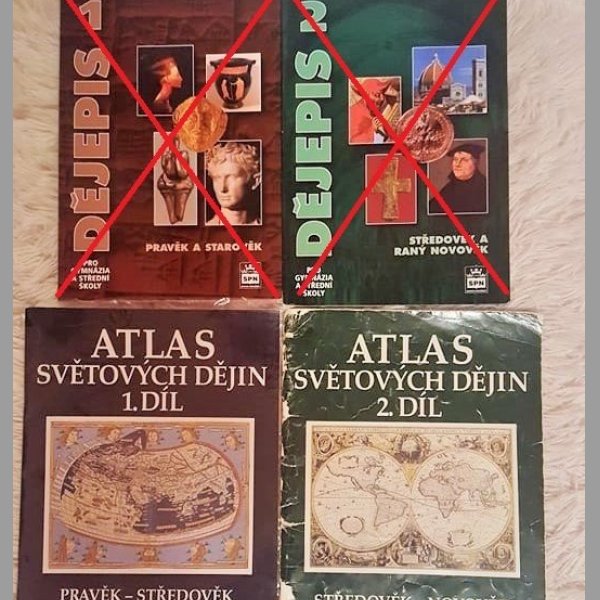 SŠ učebnice - Dějepis, atlas dějin + více učebnic ve fotkách