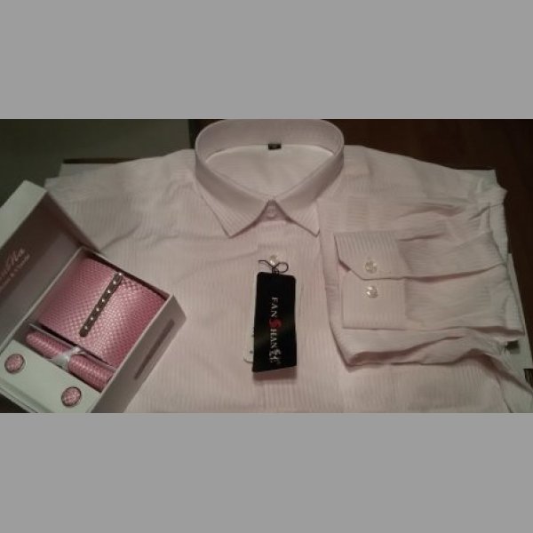 Pánská Svatební košile růžová nádhrna +set vel.40 ROZKLIKNĚT