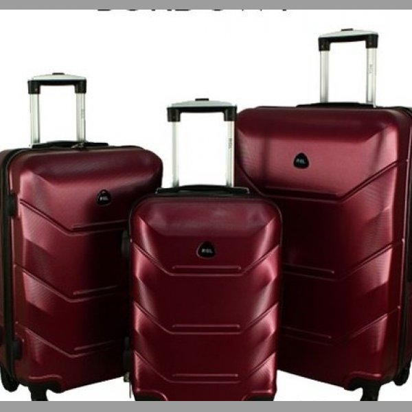 Cestovní kufry skořepinové, sada 3kusů,bordo-VÝPRODEJ