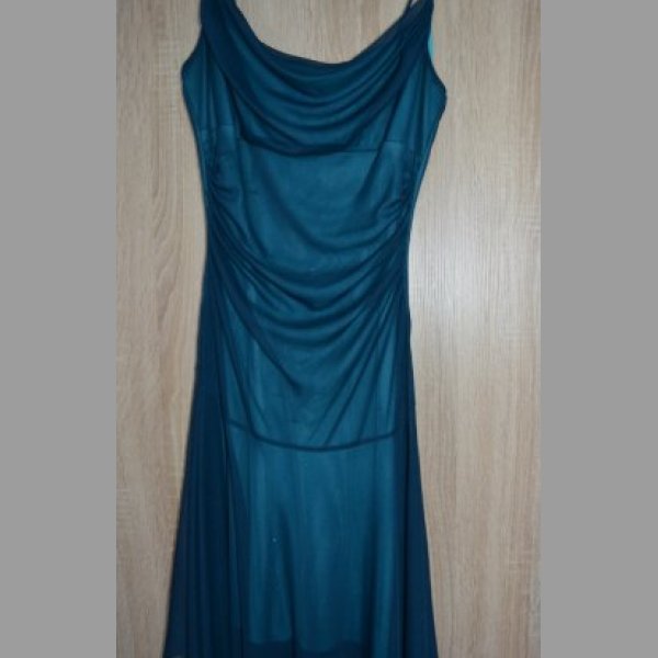 Modrozelené plesové šaty